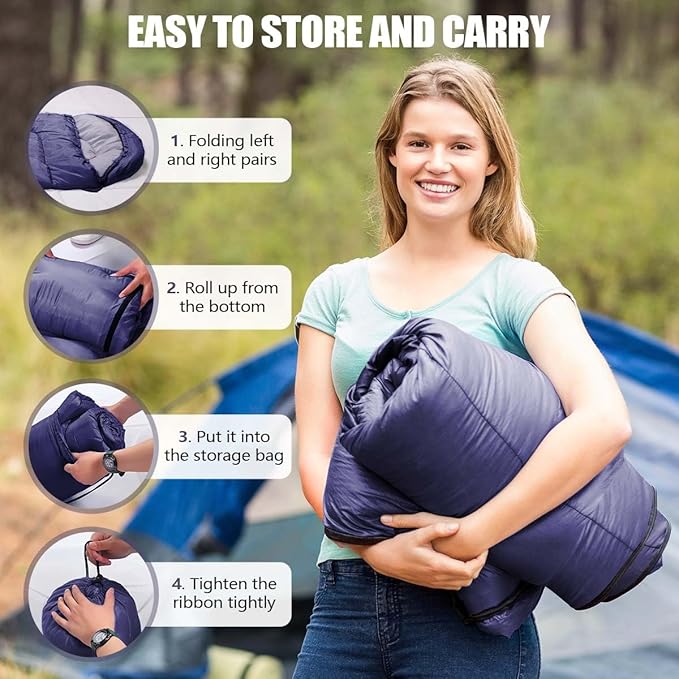 OBTANIM Sleeping Bags Portable Waterproof Camping Sleeping Bag for Adults Kids 4 Seasons Cold Weather or Warm Backpacking Hiking Mountaineering Indoor Outdoor Use