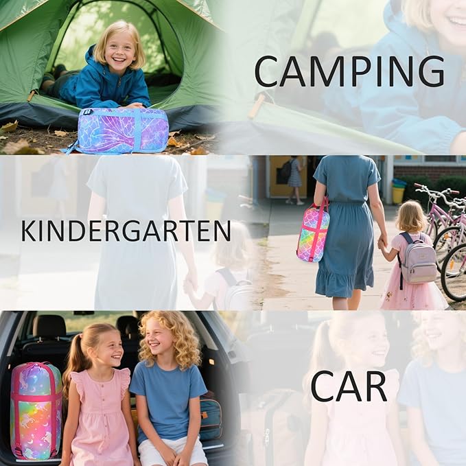 Camping Sleeping Bag for Kids Girls Boys,3 Season Warm Sleeping Bag Waterproof Portable for Outdoors Traveling,Camping