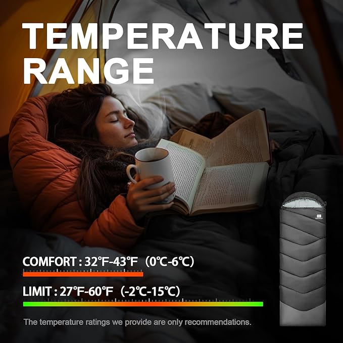 Sleeping Bags for Adults Cold Weather & Warm,Backpacking Camping Sleeping Bag for Tall Girls Boys,Lightweight,Compact,Waterproof Camping Gear for Traveling,Hiking,Hotel,Outdoor & Indoor