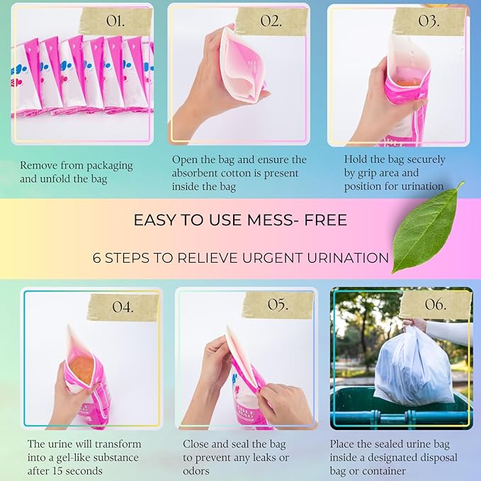 Disposable Urine Bag,12 Packs 700ML Disposable Urinal Bag for Travel, Emergency Portable Pee Bag and Vomit Bags, Toilet Bag for Camping, Traffic Jams, Pregnant, Patient, Kids (Pink - 12)