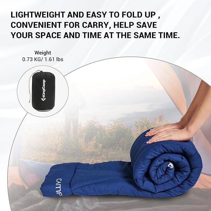 KingCamp Cot Pad Topper for Camping, Soft Warm Non-Slip Cot Mattress, Comfortable Lightweight Sleeping Mat for Outdoor & Indoor, Picnic, Hiking, Backpacking, Yoga