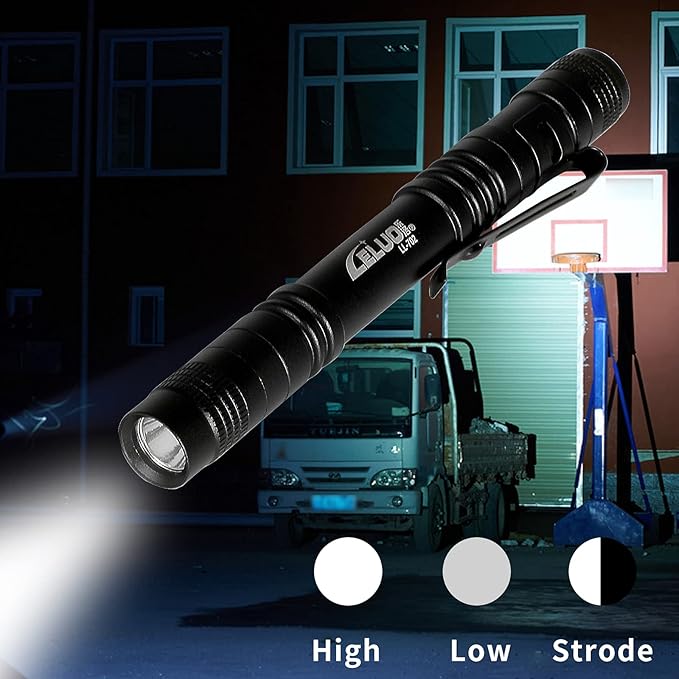 Handheld Pen Flashlight 150 Lumens Lamp Clip Mini Pen Light Small Pocket Penlight(2 Short)