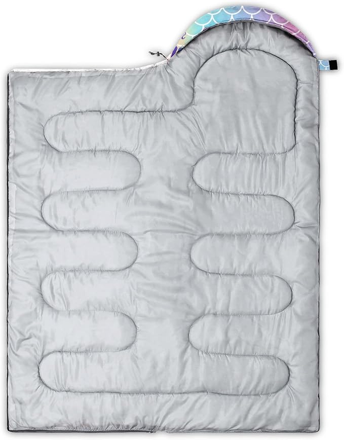 Kids Sleeping Bag for Boys Girls,Rocket Moon Print-Lightweight Warm Portable Outdoor Indoor-Waterproof Cold Weather Resistant Sleeping Bag for Camping Hiking