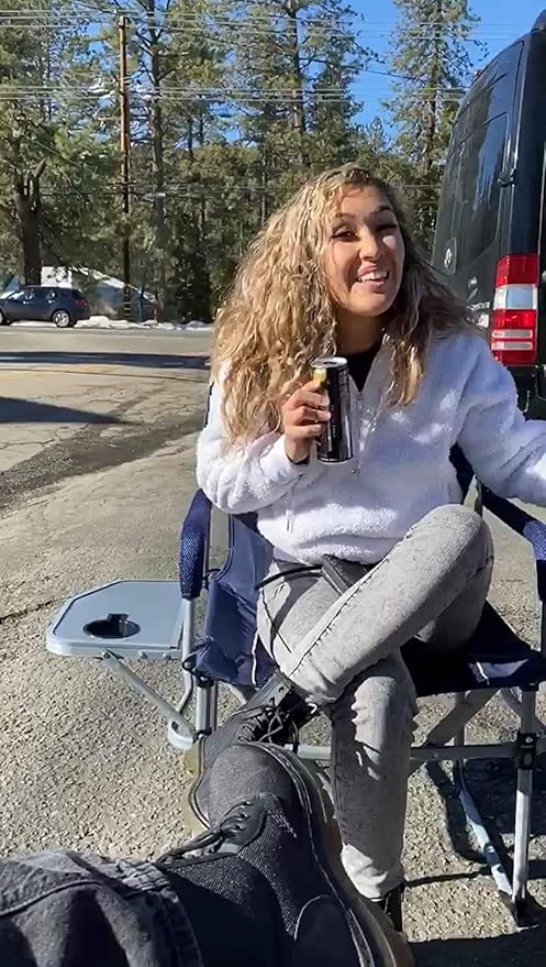 iClimb Heavy Duty Compact Camping Folding Mesh Chair with Side Table and Handle