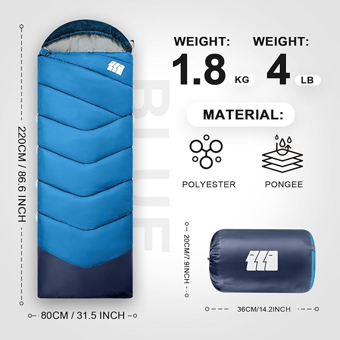 Sleeping Bags for Adults Cold Weather & Warm,Backpacking Camping Sleeping Bag for Tall Girls Boys,Lightweight,Compact,Waterproof Camping Gear for Traveling,Hiking,Hotel,Outdoor & Indoor