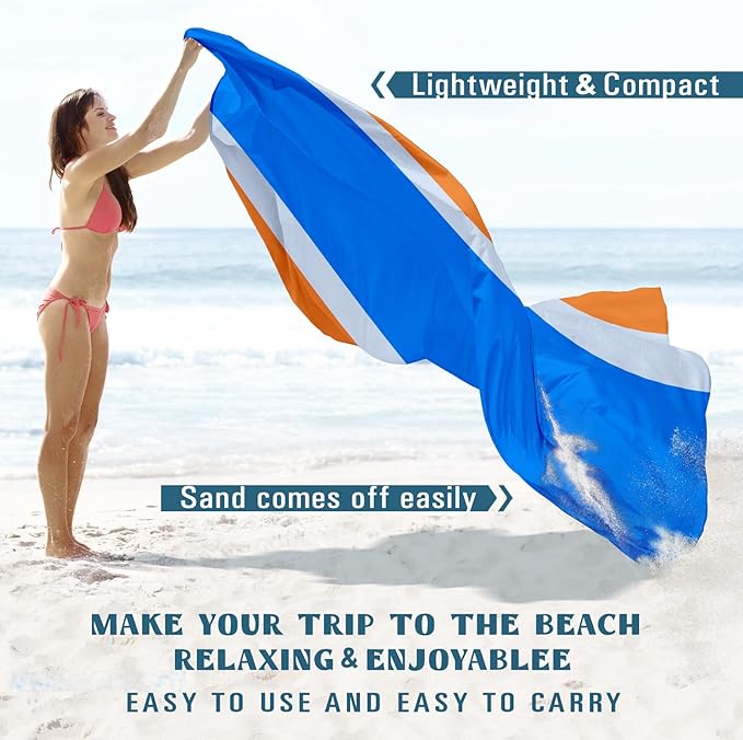 Beach Blanket Sandproof Waterproof 10'×9' 1-8 Adults Oversized,Compact Lightweight Durable Beach Mat for Travel Camping Hiking Picnic Blanket
