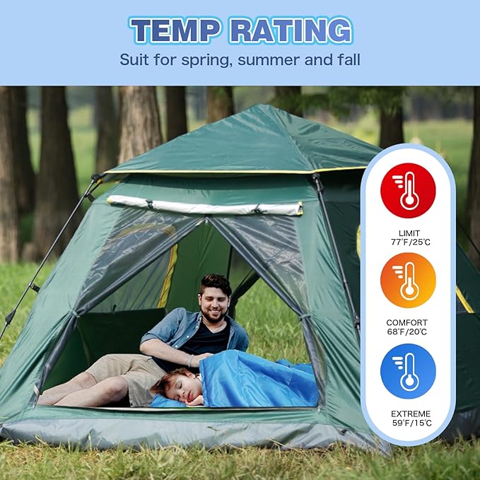 REDCAMP Kids Mummy Sleeping Bag for Camping, 3 Season Cold Weather Sleeping Bag Fit Boys,Girls & Teens, Blue/Rose Red
