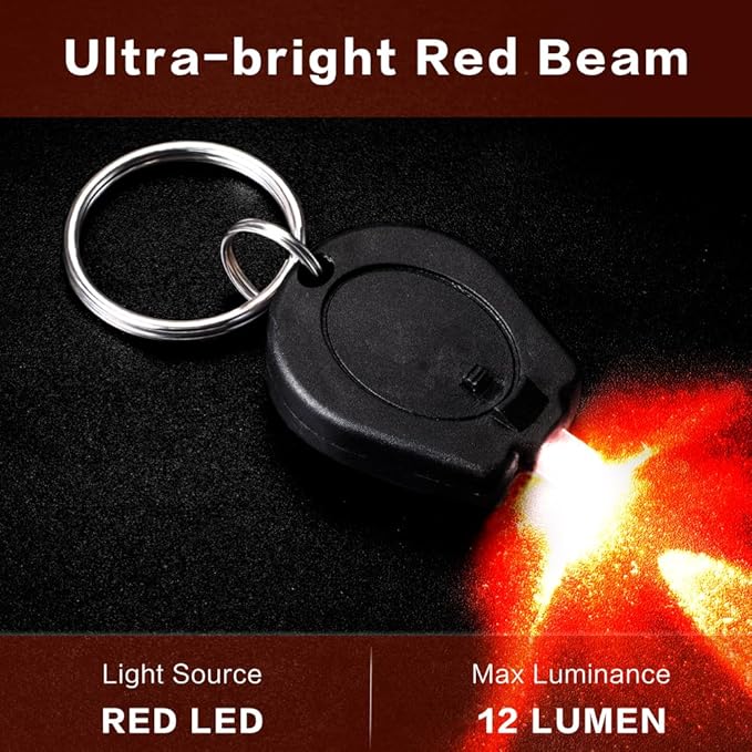 100 Pack Ultra Bright Red LED Keychain Flashlight, Mini Red Light Keychain Flashlight, Red Keychain Flashlight for Night Observation
