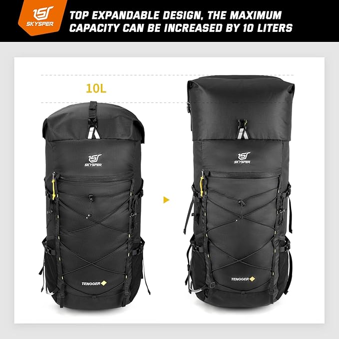 SKYSPER Hiking Backpack, 50L/60L Backpacking Backpack for Camping Travel, Lightweight Waterproof Outdoor Pack for Men Women