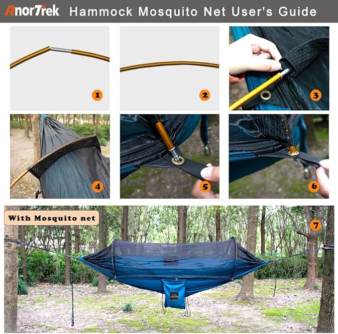Professional Camping Hammock with Mosquito Net, Lightweight Portable Double Hammock with Two 10 FT Hammock Tree Straps, 230T Nylon Hammock for Camping, Hiking, Yard, Backpacking
