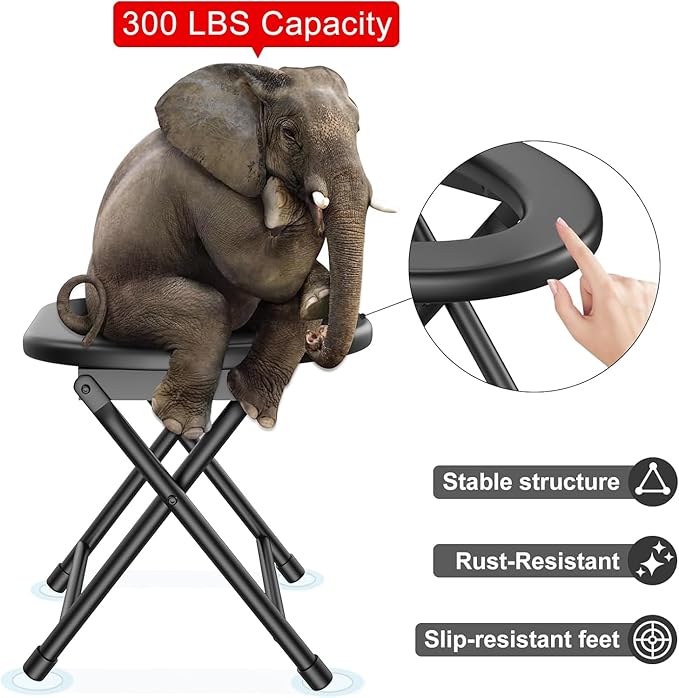 BLIKA Portable Toilet for Camping, 300LBS Weight Capacity Portable Camping Toilet, Folding Toilet with Removable Plastic Ring and Toilet Bags, Travel Toilet Car Toilet for Camping, Travel & Emergency