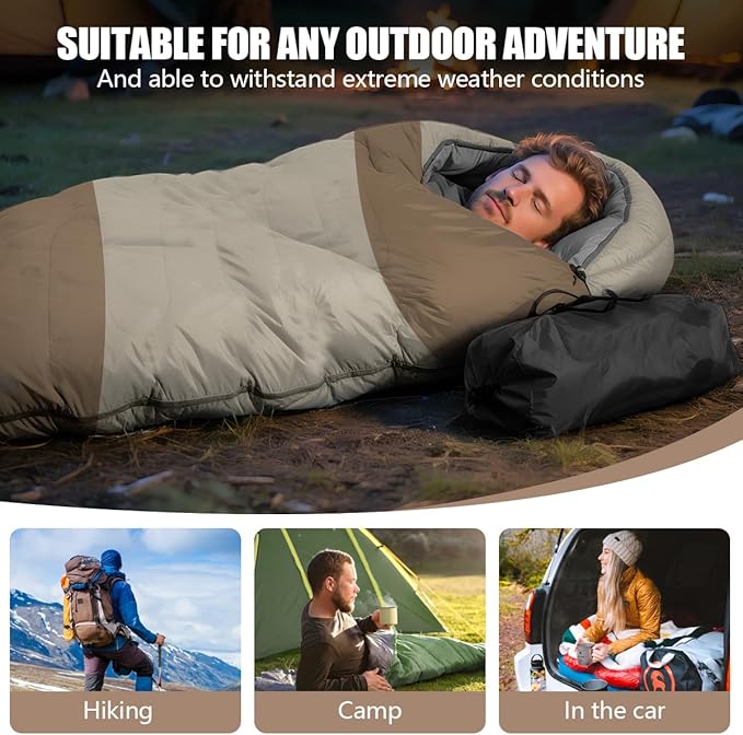OBTANIM Sleeping Bags Portable Waterproof Camping Sleeping Bag for Adults Kids 4 Seasons Cold Weather or Warm Backpacking Hiking Mountaineering Indoor Outdoor Use