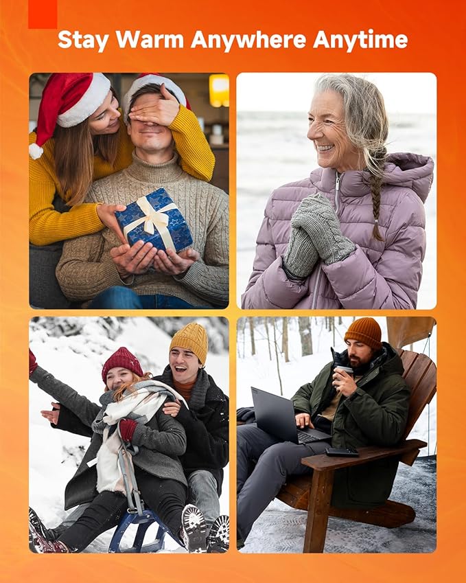 Hand Warmers Rechargeable - Ultra Light & Thin 8000mAh 2 Packs Electric Hand Warmer, Pocket-Sized, Up to 20Hrs - Stocking Stuffers for Him/Adults, Gifts for Men/Women, Camping Accessories/Hunting Gear