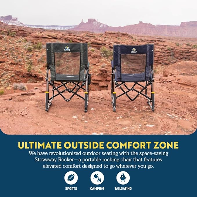GCI Outdoor Stowaway Rocker - Varsity Black/Gray