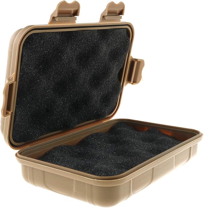 DGZZI Survival Storage Box Soil Color Plastic Waterproof Shockproof Airtight Outdoor Survival Storage Case Box 170x105x50mm