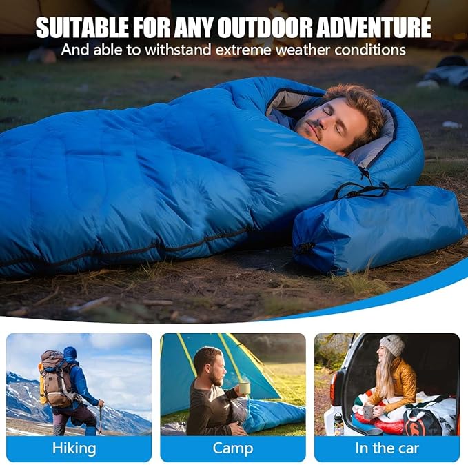 OBTANIM Sleeping Bags Portable Waterproof Camping Sleeping Bag for Adults Kids 4 Seasons Cold Weather or Warm Backpacking Hiking Mountaineering Indoor Outdoor Use