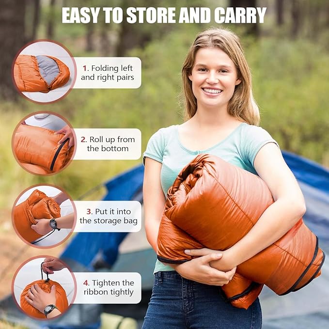 OBTANIM Sleeping Bags Portable Waterproof Camping Sleeping Bag for Adults Kids 4 Seasons Cold Weather or Warm Backpacking Hiking Mountaineering Indoor Outdoor Use