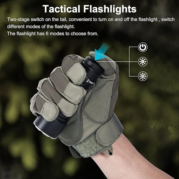 APLOS T04 LED Tactical Flashlight - 1600 Lumen Powerful Emergency Flashlights, 7 Modes IP68 Waterproof Rechargeable Flashlight for Camping Hiking Walking