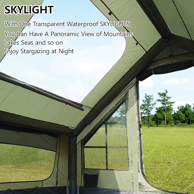 Inflatable Tent for Camping Large Blow Up Tents Glamping 4-8 Person House 4 Season Air with Pump Easy Set up Waterproof Outdoor Oxford