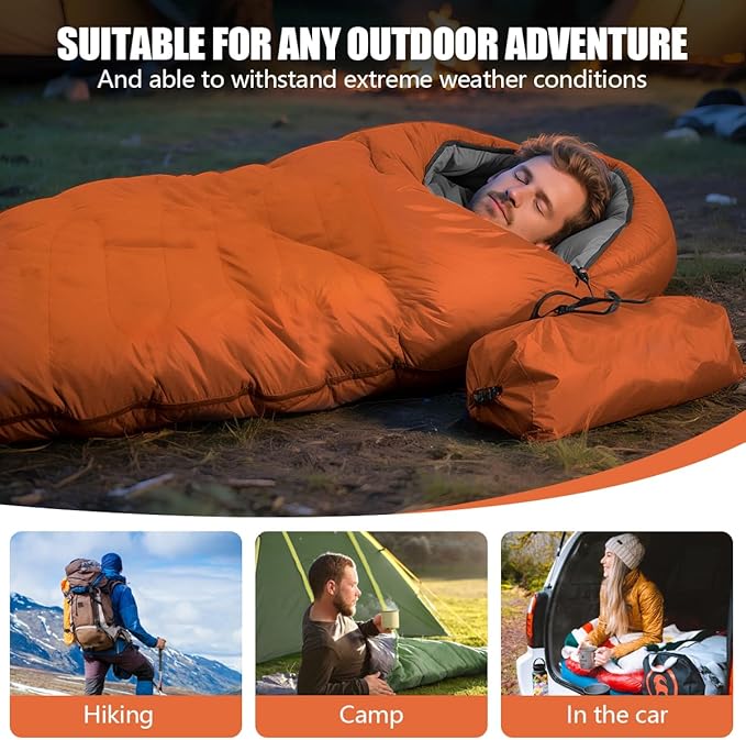 OBTANIM Sleeping Bags Portable Waterproof Camping Sleeping Bag for Adults Kids 4 Seasons Cold Weather or Warm Backpacking Hiking Mountaineering Indoor Outdoor Use