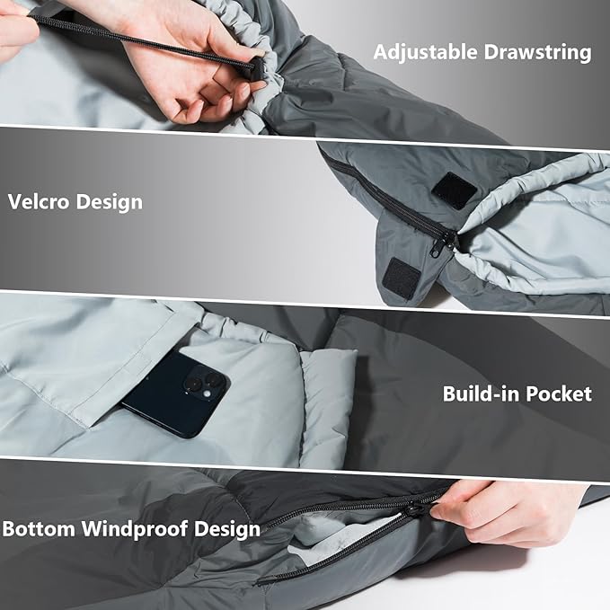 BISINNA Mummy Sleeping Bag for Adults 14-41℉ Cold Weather Camping Sleeping Bags with Compression Sack for Backpacking Hiking Traveling