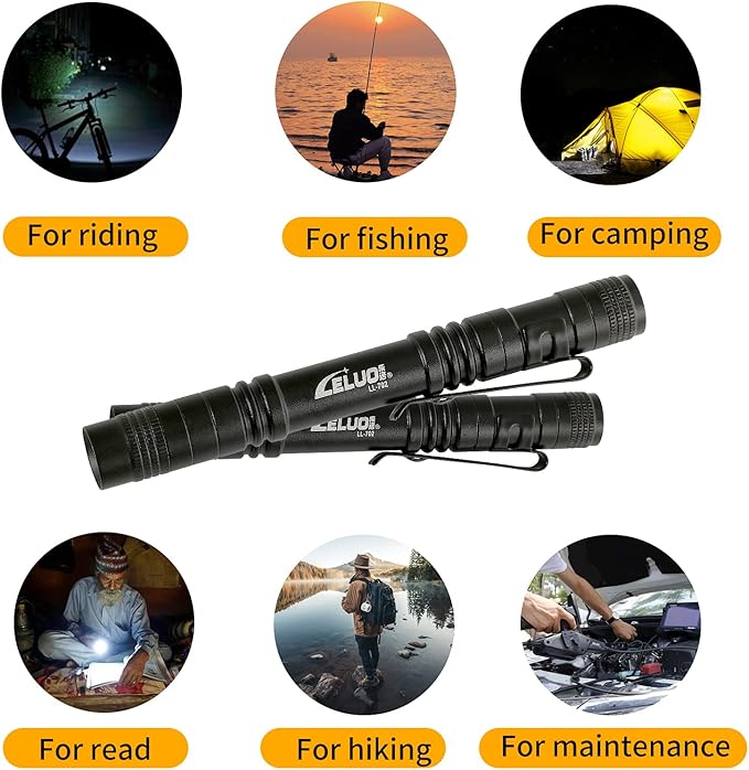 Handheld Pen Flashlight 150 Lumens Lamp Clip Mini Pen Light Small Pocket Penlight(2 Short)