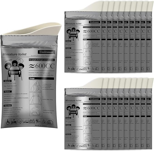 Coolrunner Disposable Urine Bags,8/12/20/24 Pack Camping Pee Bags, Disposable Urinals Vomit Bags for Travel Urinal Toilet Traffic Jam Emergency Portable Toilet Bee Bag for Men Women Kids Patient