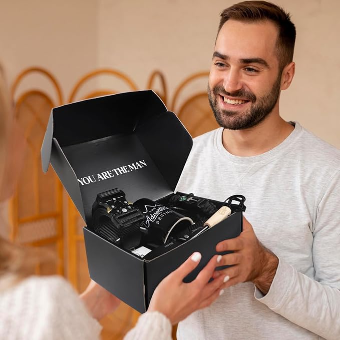Gifts Set for Men,Dad Gift Box Dad Gifts from Son Daughter, Fathers Day Box for Son Dad Brother in Law Boyfriend Husband Young Man Adult Guy, Cool Camping Ourdoor Survival Kit
