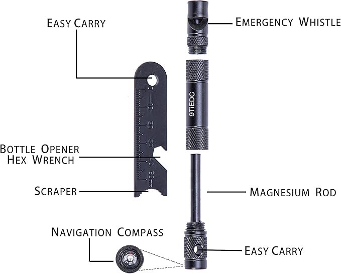 Flint Fire Starter with Whistle,Thick Ferro Rod with Striker and Paracord Wrist Lanyard,Emergency Survival Kits,for Your Camping, Hiking and Backpacking Gear