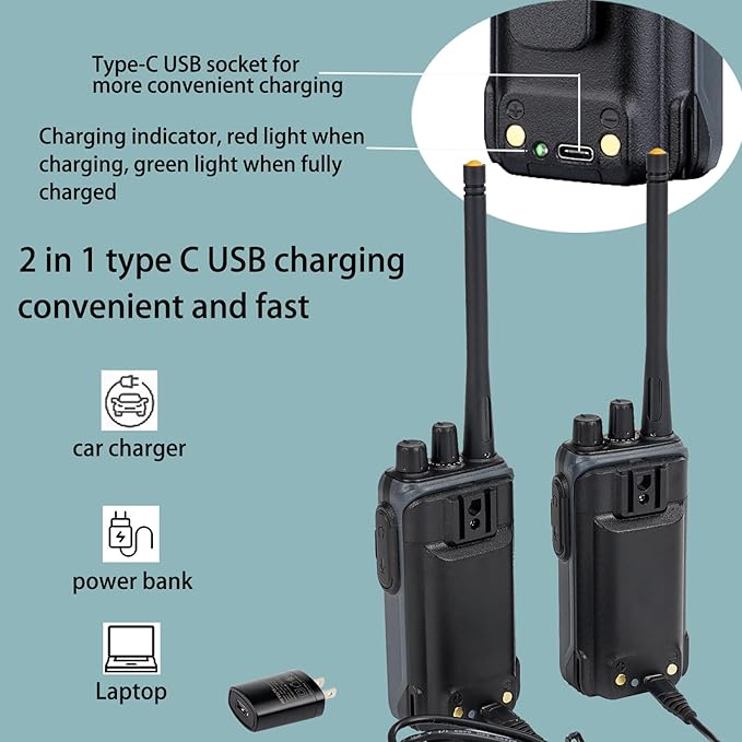 Retevis RB17 Walkie Talkies for Adults,Rechargeable 2 Way Radio with USB Charging,Durable Two Way Radios with 4400mAh Large Battery,Handsfree Emergency Alarm,for Gifts Skiing Hunting Outdoor(4 Pack)