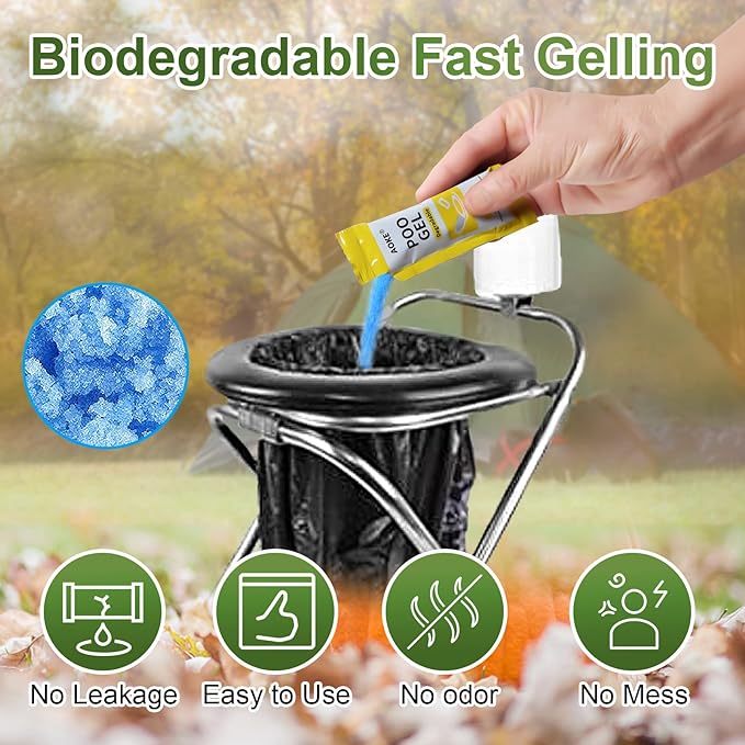 AOKE Portable Toilet Powder, 100 Pack Poo Gel for Camping Eco Absorbent Gel Liquid Waste Gelling and Deodorizing Powder, Emergency Toilet Waste Treatment for Outdoor Camping Hiking