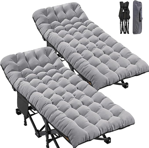 ABORON 2Pack Oversized XXL Folding Camping Cot W/Mat for Adults, 78" L x 32" W x 18" H Heavy Duty Outdoor Bed with Carry Bag,1200 D Layer Oxford Travel Camp Cots