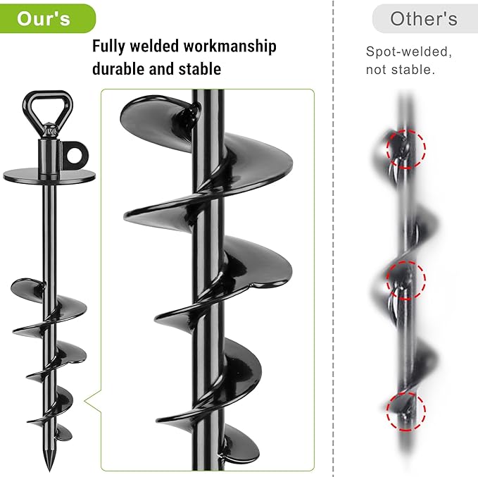 SELEWARE Dog Tie Out Stake Outdoor Anti-rust Ground Anchor for Large Dogs up to 220 lbs, Free Swivel Dog Stake Dog Camping Gear Twist Rod Included