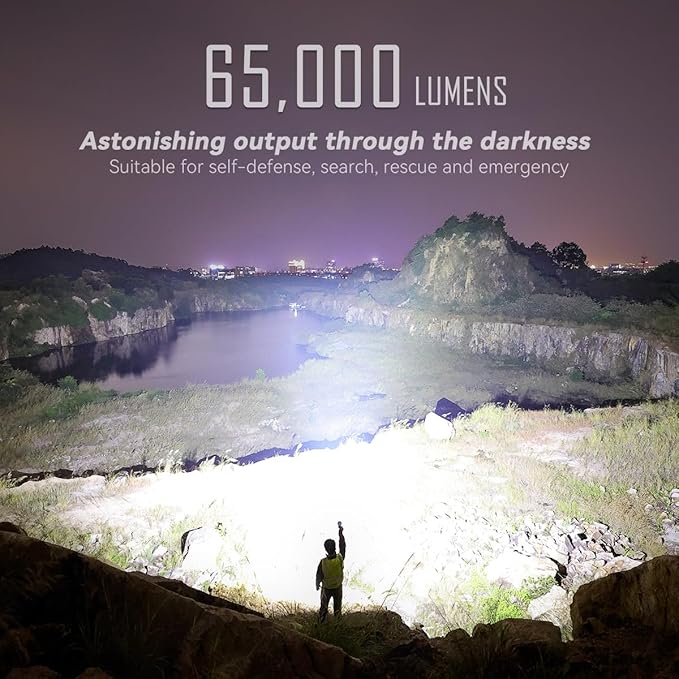 IMALENT MS12 Mini-C Rechargeable Flashlight 65000 Lumens, Tactical Flashlights, Long Range 1036 Meters Super Bright Flash Light with Handle Waterproof Led Flashlight for Emergency (MS12 MINI C)
