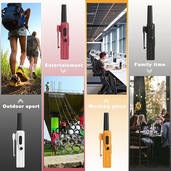 SAMCOM Walkie Talkies Long Range, 4 Pack FRS Two Way Radios for Adults Kids, 22 Channels 2 Way Radios Walky Talky with Earpiece and Mic Set, Group Call NOAA Alert 1250mAh USB Charge