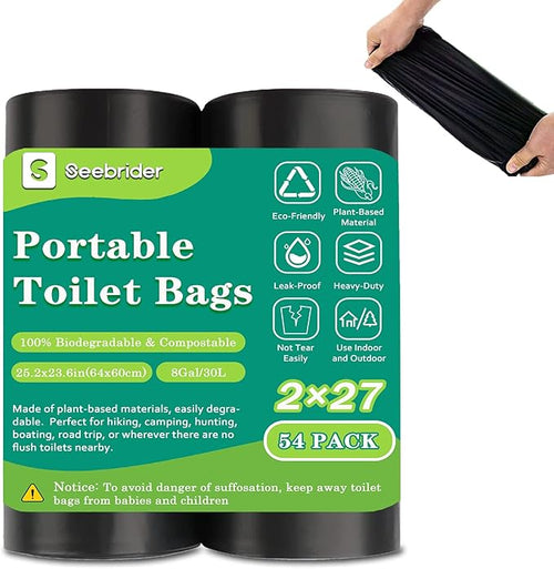 108 Portable Toilet Bags, Biodegradable Camping Toilet Bags 8 Gallon Thickened Portable Potty Bags for 5 Gallon Bucket Toilet Compostable Bags for Adults Outdoor Travel