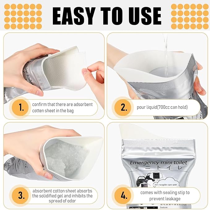 LePvo 6 Pack Disposable Urine Bags, 700ML Travel Pee Bags Unisex Urinal Bag Vomit Bag for Travel Traffic Jam Emergency Portable Car Vomit Bag Disposable Urine Bag for Men Women Kids