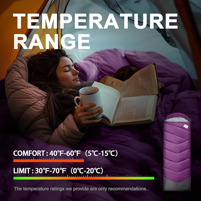 Sleeping Bags for Adults Cold Weather & Warm,Backpacking Camping Sleeping Bag for Tall Girls Boys,Lightweight,Compact,Waterproof Camping Gear for Traveling,Hiking,Hotel,Outdoor & Indoor