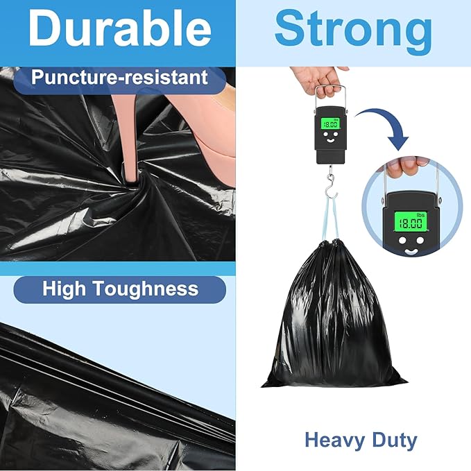 100 Portable Toilet Bags, Drawstring Biodegradable Camping Potty Bags 8 Gallon Waste Bags for 5-8 Gallon Bucket Toilet Adults Outdoor Camping Car