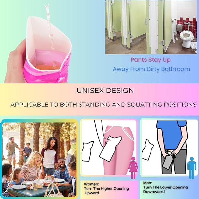Disposable Urine Bag,12 Packs 700ML Disposable Urinal Bag for Travel, Emergency Portable Pee Bag and Vomit Bags, Toilet Bag for Camping, Traffic Jams, Pregnant, Patient, Kids (Pink - 12)