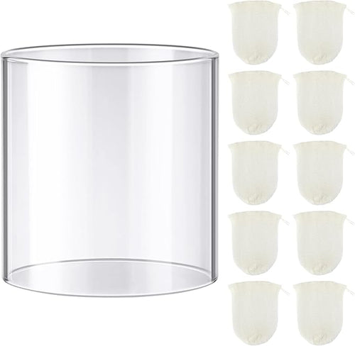 11 Pcs Propane Lantern Mantles with Glass Replacement Globe, Standard Lantern Replacement Parts U Shape & Mantles, Camp Lamp Mantle Compatible with Coleman Fuel Lamp for Outdoor Camping