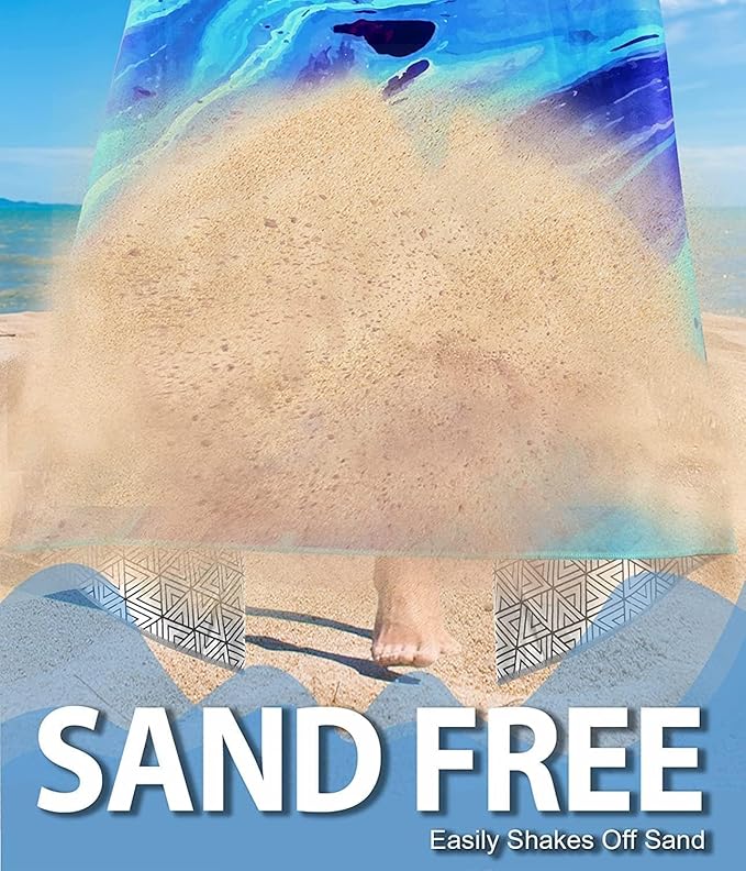 Sand Free Microfiber Beach Towels Adult-Blue River Turtlelife Quick Fast Dry Beach Oversized Accessories Travel Swim Pool Camping Essentials Lightweight Compact Packable Resistant Gifts Family