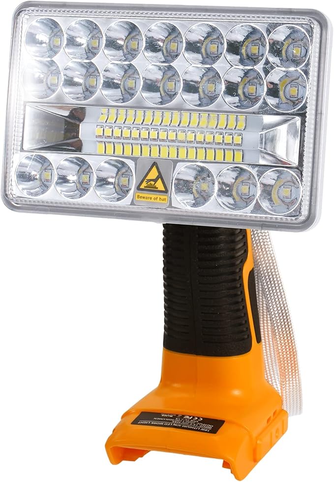 YEX-BUR 2000LM LED Work Light for Dewalt 20V Battery, 18W LED Floodlight Flashlight with USB-A Fast Charging Port for Jobsite, Car Repairing, Camping, Emergency