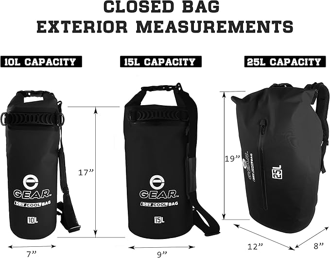 Insulated Dry Bag Floating Cooler – 10L / 15L / 25L Roll Top, Leak Proof, Waterproof, Collapsible, with Padded Shoulder Strap - Perfect for Kayaking Fishing Beach