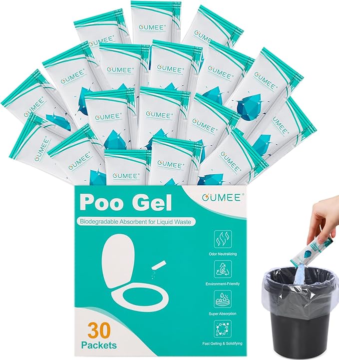 30 PACK Poo Gel for Portable Toilet, Camping Toilet Powder for Potty Bags, Eco Absorbent Gel, Portable Toilet Gel Packets for Outdoor Recreation Camping Supplies (30)