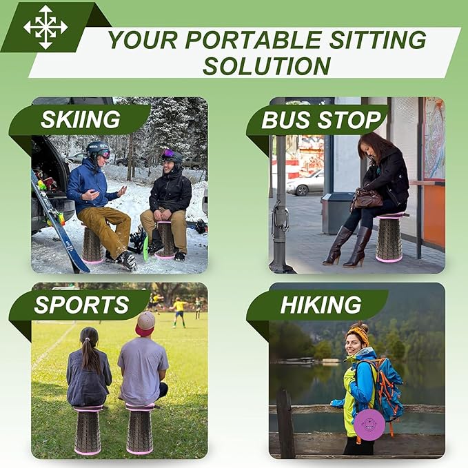 ALEVMOOM 2025 Upgraded XXL Collapsible Stool with Cushion 19.7",1000lbs Max Weight,Wider & Taller Pop Up Seat, Heavy Duty Portable Retractable Folding Chair or Travel Foot Rest for Camping & Outdoors