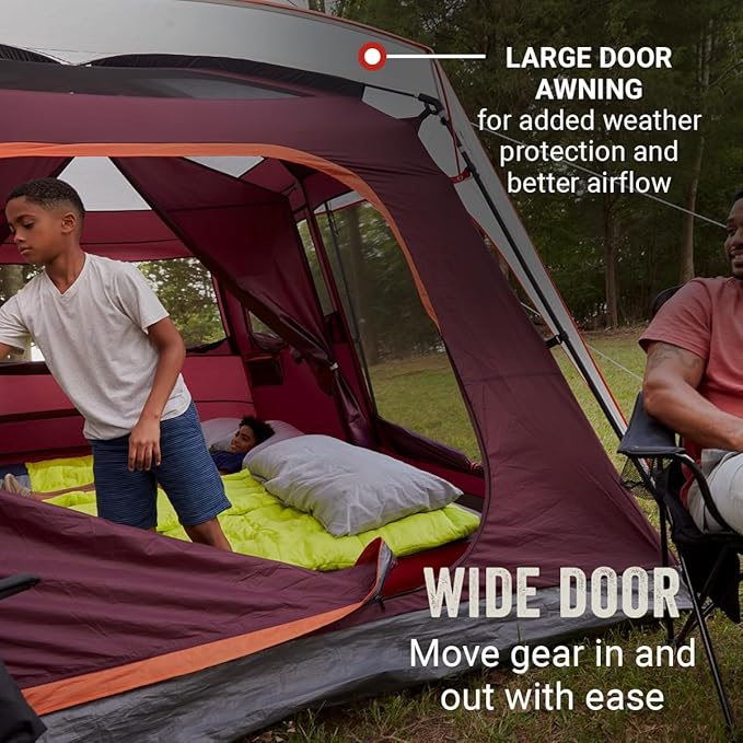 Coleman Skylodge 10-Person Family Tent Weatherproof XL Tent with Rainfly & Room Divider Fits 4 Queen-Sized Airbeds Made of PFAS-Free Materials