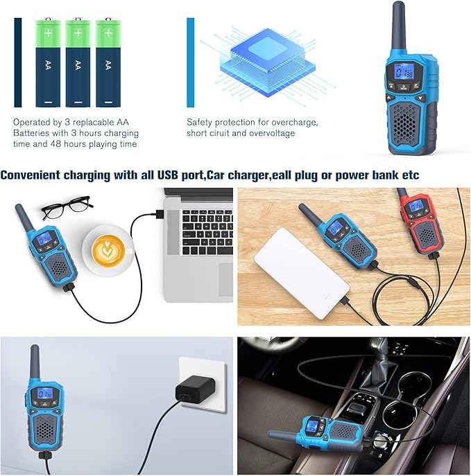 5 Walkie Talkies for Adults Long Range-WokTok Rechargeable Portable 2 Way Radios,Hiking Accessories Camping Gear Toys for Kids,with SOS Siren,NOAA Weather Alert,VOX,Easy to Use Camping Hiking