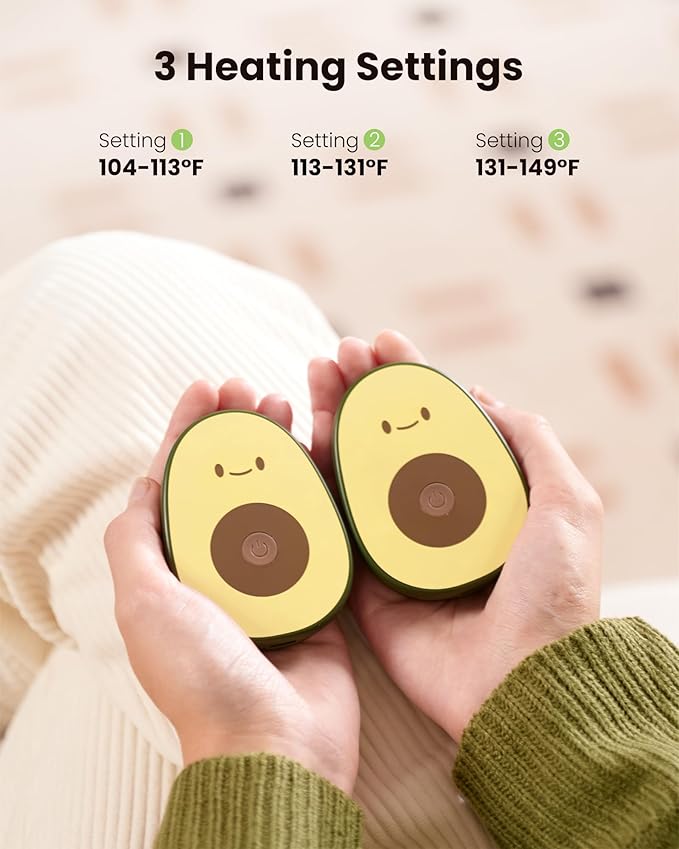 Gaiatop Hand Warmers Rechargeable 2 Pack, 4000 mAh Battery Avocados-Shaped Electric Hand Warmer with 2 PCS USB Cable, Reusable Portable Pocket Hand Heater Hot Hands Gifts for Women Men Camping Hunting