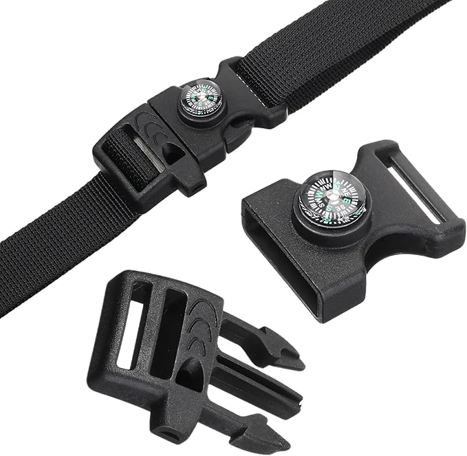 Jexine 50 Pcs Compass Buckle Clips Plastic Paracord Buckles Bracelets Accessories for Camping Travel Emergency Survival